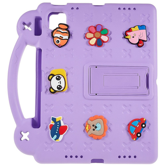 Etui do iPad Air 11" 2024 (6 gen.), Cute Patterns, z podstawką, fioletowe