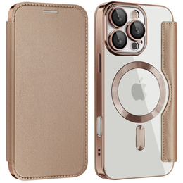 Etui z klapką do iPhone 16 Pro Max, RFID Wallet MagSafe z ochroną aparatu, złote