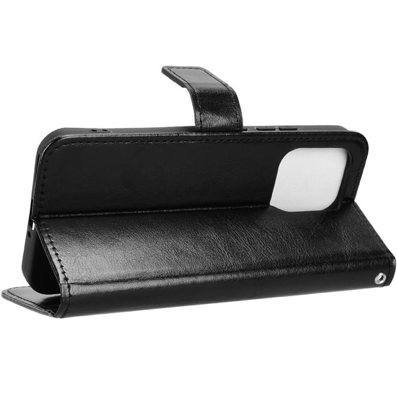 Etui z klapką do Oppo A6 Pro 5G, Crazy Horse Wallet, czarne