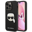Etui Karl Lagerfeld do iPhone 14 Pro Max, Saffiano Karl's Head Patch, czarne