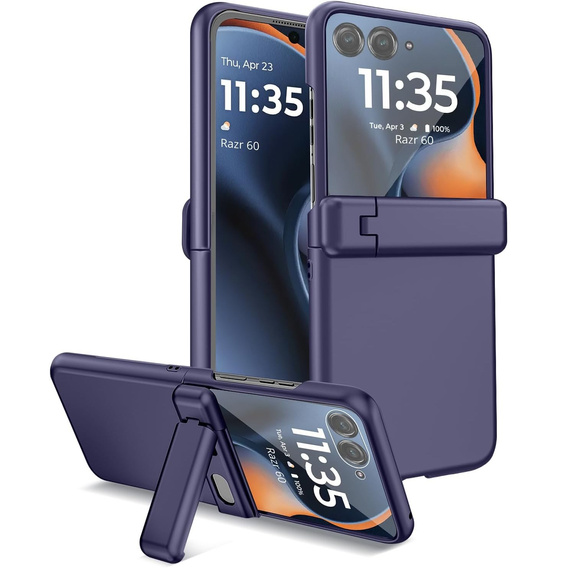 Etui do Motorola Razr 60 Ultra, PC Case, ze szkłem i podstawką, fioletowe