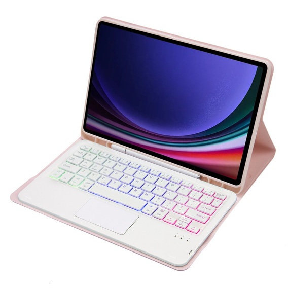 Etui z podświetlaną klawiaturą bluetooth touchpad do Samsung Galaxy Tab S10 Lite / S10 FE / S9 FE, Różowe