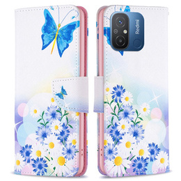 Etui z klapką do Xiaomi Redmi 12C, Wallet, Butterfly & Flowers białe