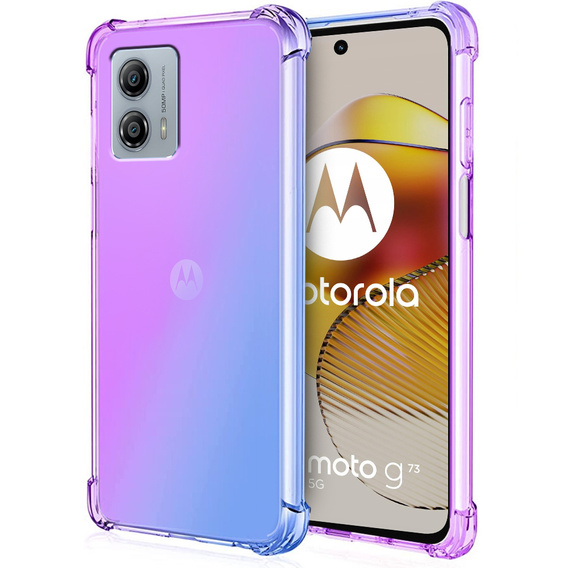 Zestaw Etui Gradient Dropproof do Motorola Moto G73 5G, Fioletowe / Niebieskie + szkło