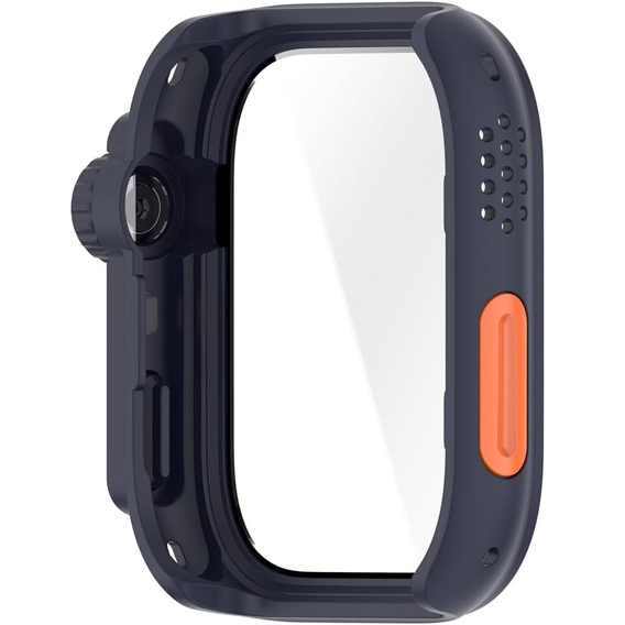2w1 Etui + Szkło Hartowane do Huawei Watch Fit 4 Pro, Granatowe/Pomarańczowe