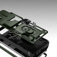 Etui do Samsung Galaxy S25 Ultra, KickStand Camera Lens, ciemnozielone