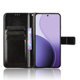 Etui z klapką do Oppo Reno 14, z teksturą Crazy Horse, czarne