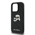 Etui Karl Lagerfeld do iPhone 16 Pro, Monogram Karl & Choupette Head Pin, czarna