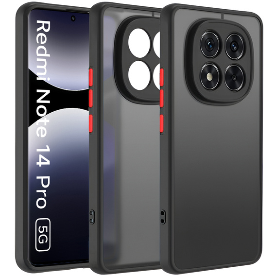 Etui silikonowe do Xiaomi Redmi Note 14 Pro 5G / Xiaomi Poco X7 5G, z ochroną aparatu, przezroczyste / czarne