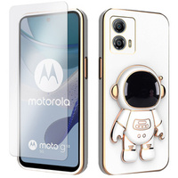 Zestaw Etui Electro do Motorola Moto G53 5G, Astronauta, Białe + szkło