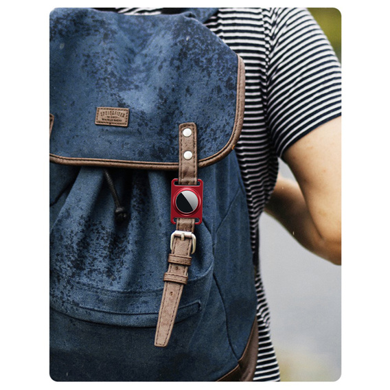 Etui do Apple AirTag 2 / 1, aluminiowe, z karabińczykiem, czerwone