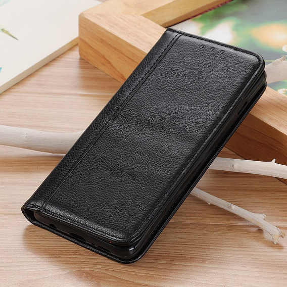 Etui do Iphone 16E, Wallet Litchi Leather, czarne