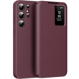 Etui z klapką do Samsung Galaxy S25+ Plus, Smart View Wallet, bordowe