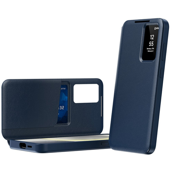 Etui do Samsung Galaxy A56 5G – Smart View z kieszenią na kartę, niebieskie