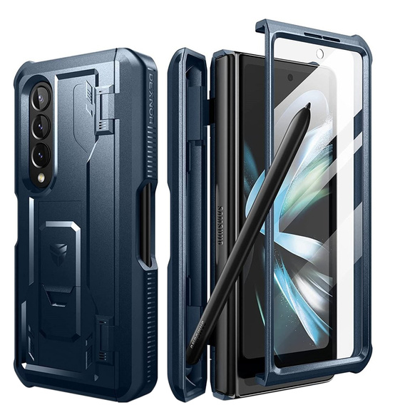 Etui pancerne do Samsung Galaxy Z Fold 4 5G, Dexnor Full Body S-Pen Slot, granatowe