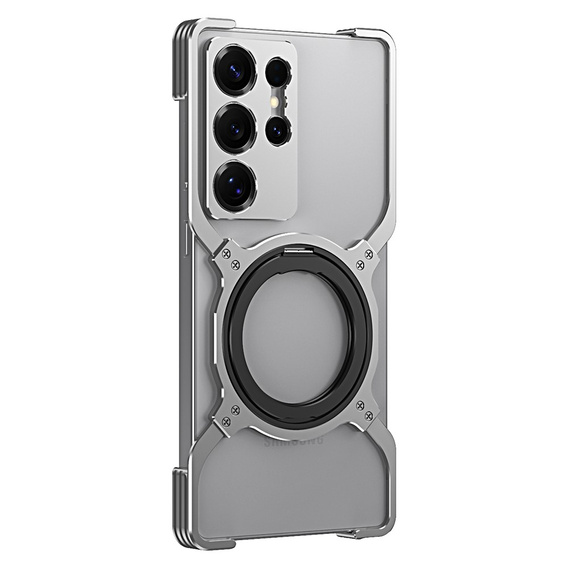 Etui do Samsung Galaxy S25 Ultra, Kickstand Bumper, z osłoną obiektywu, do MagSafe, srebrne