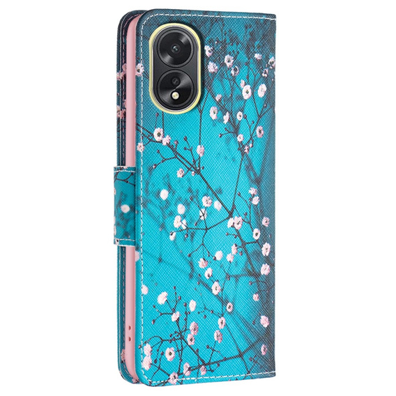 Etui z klapką do Oppo A38 4G / Oppo A18 4G, Wallet, Sakura niebieskie