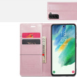 Etui z klapką CASEME do Samsung Galaxy S21 FE, Waxy Textured, różowe