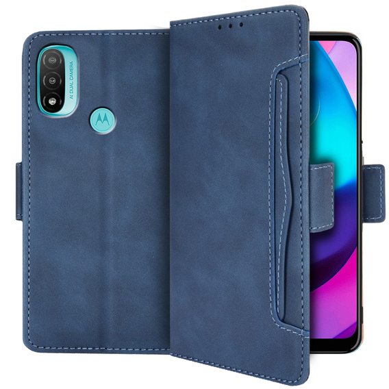 Etui z klapką do Motorola Moto E20/E30/E40, Card Slot, niebieskie