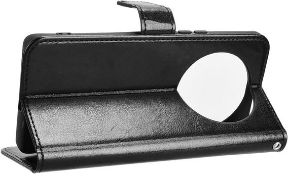Etui z klapką do Honor Magic 7 Lite, Crazy Horse Wallet, czarne