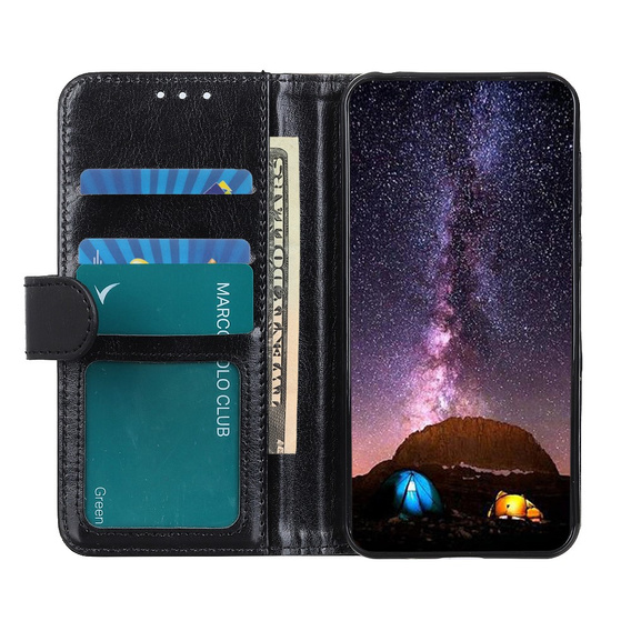 Etui z klapką do Xiaomi 11T / 11T Pro, Crazy Horse Wallet, czarne