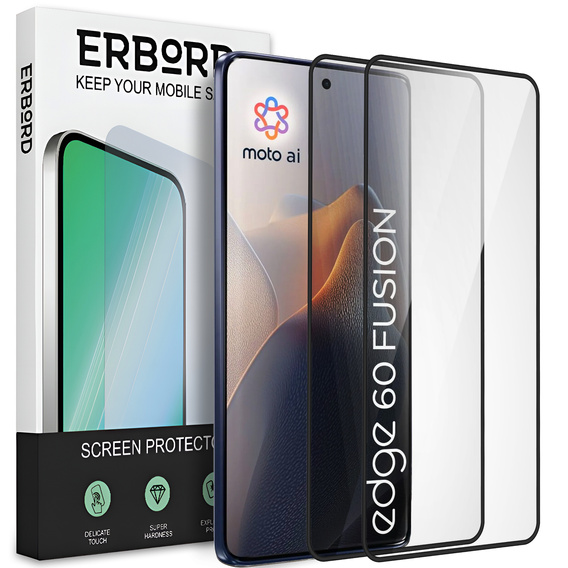 2x Szkło Hartowane do Motorola Edge 60 Fusion, ERBORD 3D pełne, szybka na cały ekran