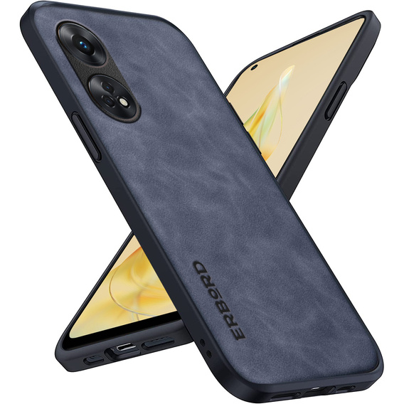 Etui do OPPO Reno8 T 4G, ERBORD Business, z blaszką do uchwytów samochodowych, niebieskie