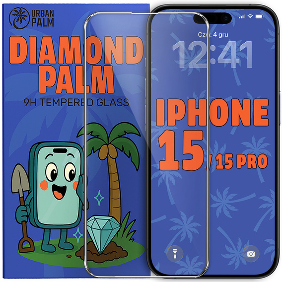 Szkło Hartowane Diamond Palm do iPhone 15/15 Pro