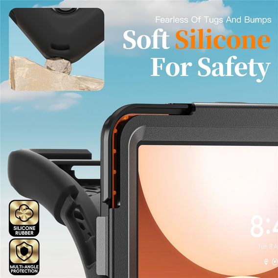 Pancerne etui do Samsung Galaxy Tab A11+, z podstawką i paskiem na ramię – czarne