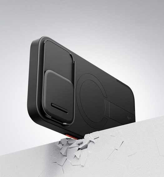 SURITCH Magnetyczne etui ochronne do iPhone 14 Pro Max z osłoną kamery i podstawką - czarne