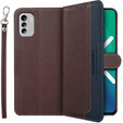 Etui z klapką do Nokia G60 5G, KHAZNEH RFID Case, Dual Color, brązowe