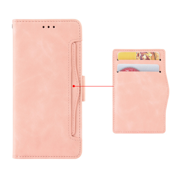 Etui z klapką do Samsung Galaxy S25 FE, Card Slot, różowe