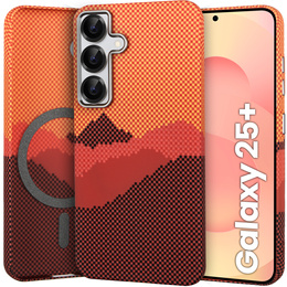 Etui do Samsung Galaxy S25+ Plus, Carbon Fiber MagSafe, pomarańczowe