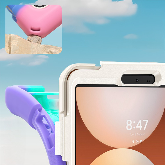 Pancerne etui do Samsung Galaxy Tab A11, z podstawką i paskiem na ramię – wielokolorowe