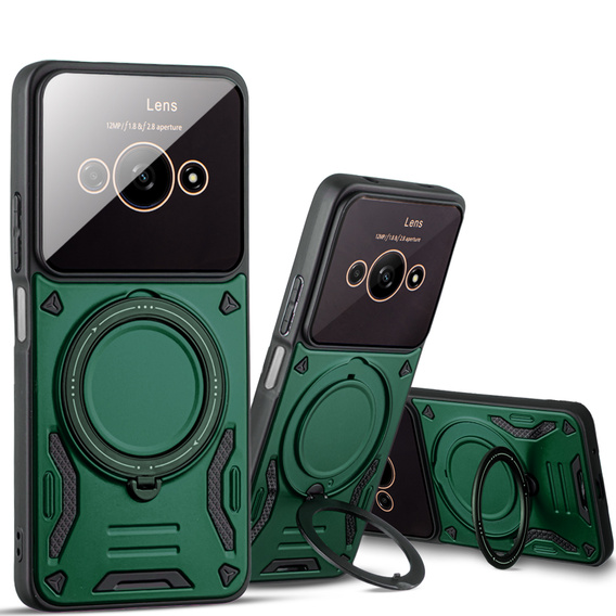 Etui pancerne do Xiaomi Redmi A3, Magnetic Ring, zielone