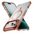 Etui pancerne do iPhone 17 Pro Max, do MagSafe, przezroczyste z pomarańczową ramką