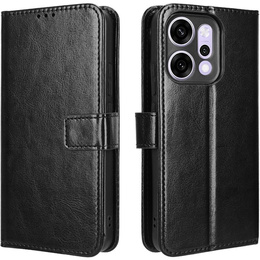 Etui z klapką do Oppo Reno 14, z teksturą Crazy Horse, czarne