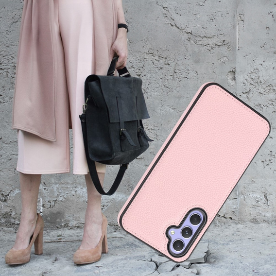 Etui skórzane do Samsung Galaxy A05s, Obudowa Lychee leather Case, różowe