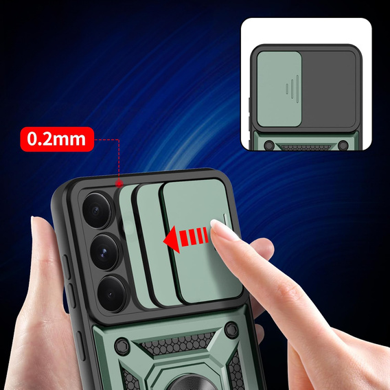 Etui pancerne do Samsung Galaxy A56 5G, CamShield Slide, zielone + Szkło Hartowane 9H