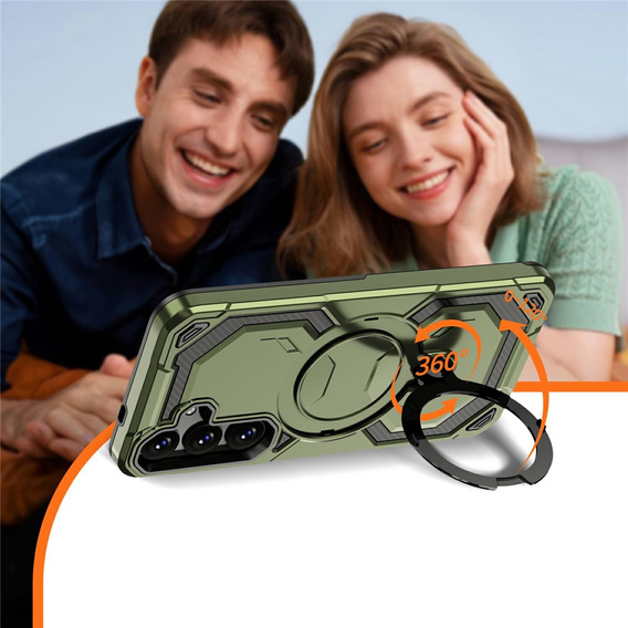 Etui magnetyczne do Samsung Galaxy A57 5G z podstawką, zielone