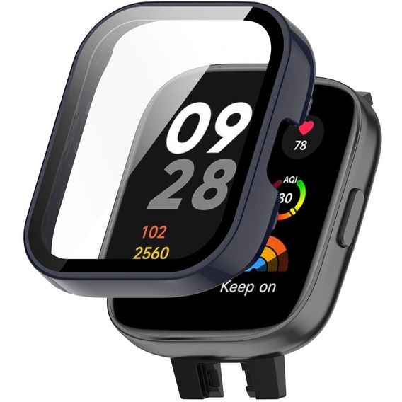 2w1 Etui + Szkło Hartowane do Xiaomi Redmi Watch 3, Granatowe