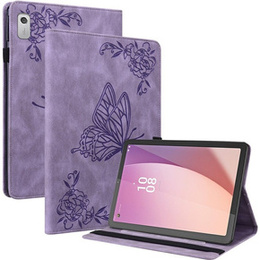 Etui do Lenovo Tab M9, Wallet Pen Slot, butterflies, fioletowe