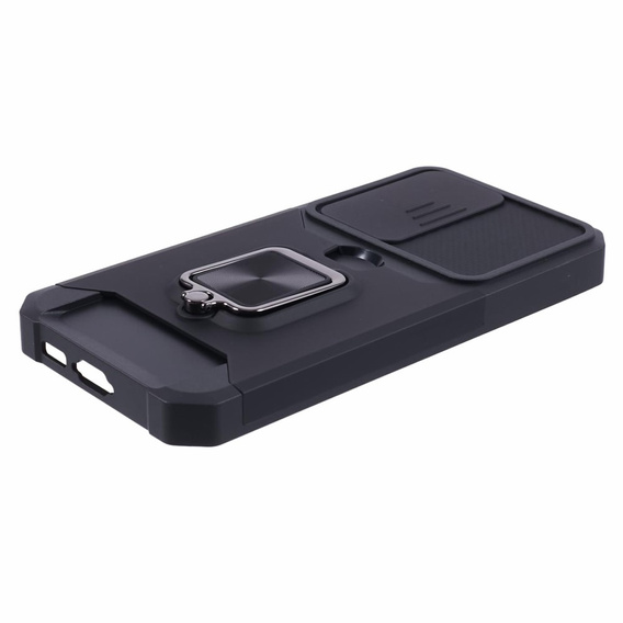 Etui pancerne do Samsung Galaxy S23 FE, Camera Slide Card Slot, czarne + szkło 9H