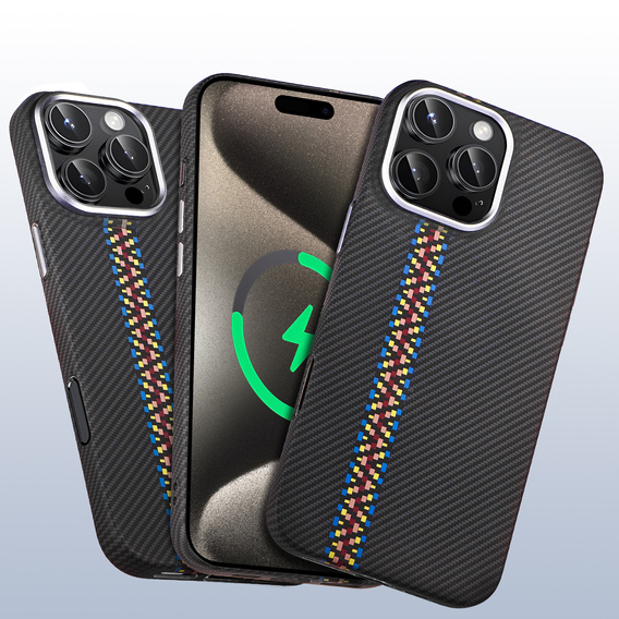 Etui do iPhone 15 Pro, Carbon Fiber MagSafe, czarne