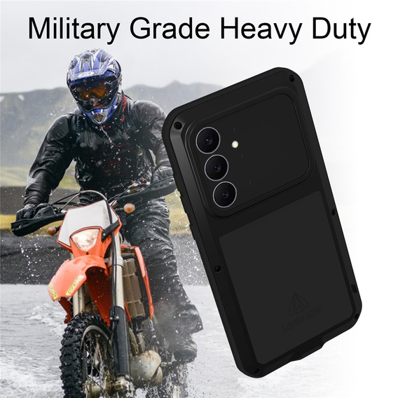 Etui Love Mei do Samsung Galaxy S25 FE, pancerne ze szkłem, czarne