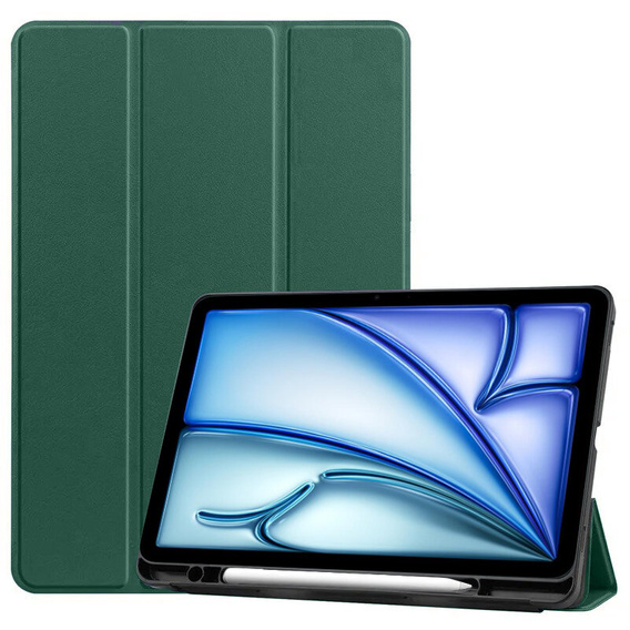 Etui do iPad Air 13" 2024 (6 gen.), Smartcase z miejscem na rysik, ciemnozielone