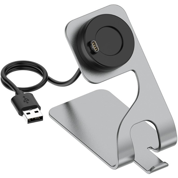 Aluminiowa Stacja Dokująca z kablem USB do zegarków Garmin, Szara