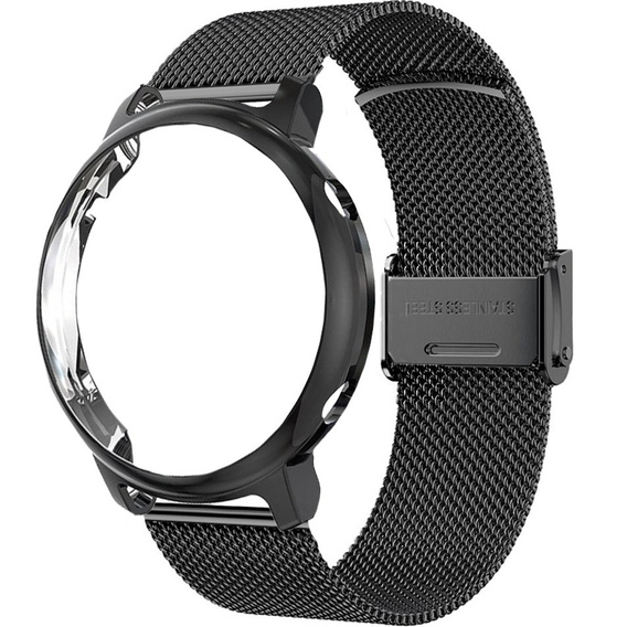 Bransoleta Milanese + Etui z osłoną na ekran do Huawei Watch GT 2 46mm, Czarny