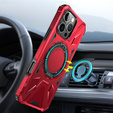 Etui do iPhone 16 Pro, pancerne z podstawką i blaszką do uchwytu, czerwone