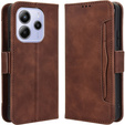 Etui z klapką do Xiaomi Redmi Note 14 4G, Card Slot, brązowe